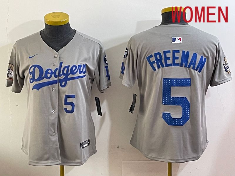 Women Los Angeles Dodgers #5 Freeman Grey Game 2024 Nike MLB Jersey style 12054->women mlb jersey->Women Jersey